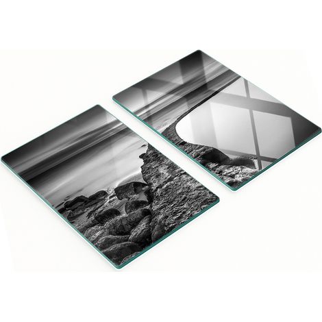 Tablas de cortar decorativas de vidrio templado Pebble Beach 2x40x52 cm