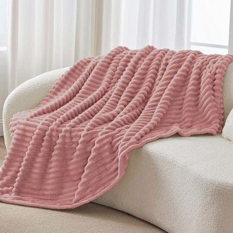 Plaid Rose Couverture pour Lit 1 Personne 150x200  Cadeau Cocooning Doux et Chaud, Moelleux, Idée Déco pour Femme et Homme (1/5)