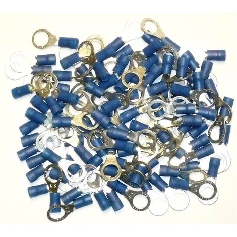 8 mm blaue Ringkabelschuhe, Packung mit 100 Stück