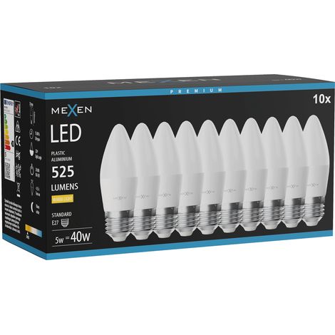 Mexen Nova 10x ampoule LED E27, C37, 5W, Chaude - 3000K, 525 lm - L102-E27-0530-01x10 (1/3)