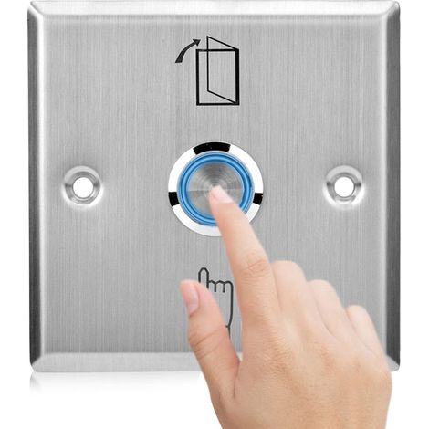Türdrücker aus Edelstahl, Entriegelungsknopf des Zutrittskontrollsystems, Türöffnungsschalter mit Kontrollleuchte (1/5)