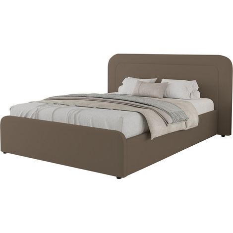 BOISE - Lit avec coffre de rangement 140x190cm en velours marron