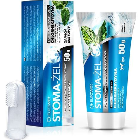 Eurowet Stoma-żel Pasta do zębów ze szczoteczką miętowa pies/kot 50g