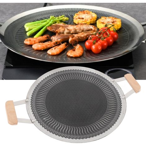 Plancha rectangular coreana de 34 cm con revestimiento antiadherente, apta para diversos tipos de cocinas, tanto de inducción como de gas. (1/5)