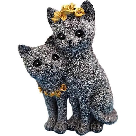 Ornements en résine couleur marbre représentant un couple de chats, pour la maison, un meuble ou le jardin, pour la Saint-Valentin. (1/5)