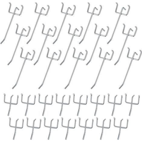 30 ganci per pannelli forati, ganci per pareti e porte, ganci da parete per organizzare attrezzi, banchi da lavoro e scaffalature - 10 cm/5 cm (1/4)