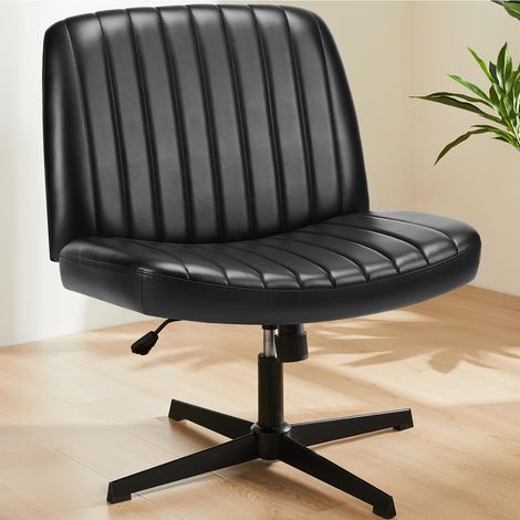 Chaise de Bureau sans accoudoirs, Métal, Noir, PU-Leder (1/5)