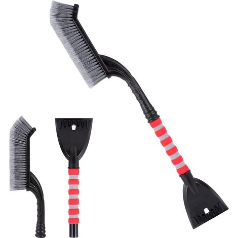 APEX Grattoir à glace pour pare-brise de voiture, 2 en 1 avec brosse à neige intégrée - Poignée ergonomique en mousse détachable (1/5)