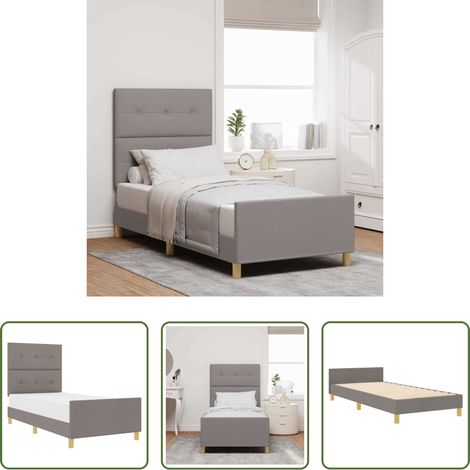 Stoffbett - Bettgestell mit Kopfteil Taupe 80 x 200 cm Stoff (1/5)
