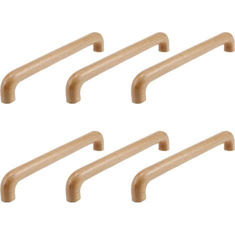 Poignées en bois massif, poignées de cuisine, poignées de porte, poignées de meubles, poignées de tiroir, décoration intérieure à faire soi-même -208 mm (entraxe des trous 192 mm) (1/5)