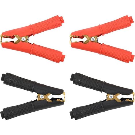 Lot de 4 pinces crocodiles automobiles, bornes de batterie isolées en cuivre pur, pinces de batterie, pinces de câble électriques (1/5)