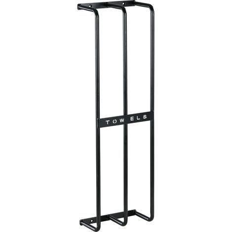 Toallero de pared de 3 barras de metal negro - puede contener hasta 6 toallas, dim. 21l x 12P x 74H cm (1/5)