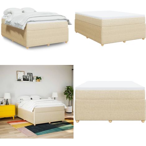vidaXL Boxspringbett mit Matratze Creme 160x200 cm Stoff (1/5)