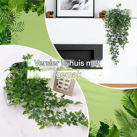 Set mit 2 künstlichen Kunststoffpflanzen, inklusive Töpfen. Ideal für Wohnzimmer, Schlafzimmer, Flur oder Treppenhaus. (1/5)