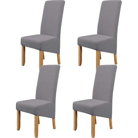 Set of 4 high-back chair covers for dining room, kitchen, banquet, restaurant, home - Grey (1/5)