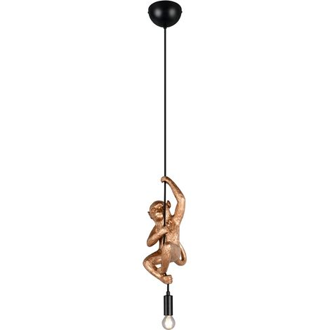 Suspension singe FIPS 1x E14 dorée et noire sur câble (1/3)
