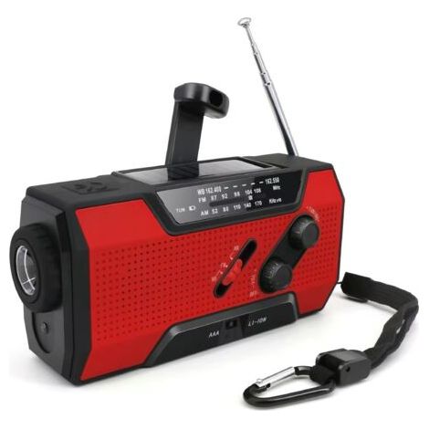Radio Solaire Portable Radio d'urgence Météo 2500mAh Radio à Manivelle avec AM FM Radio Dynamo Charge de Téléphone avec Lampe LED Alarme SOS Câble USB pour Randonnée Camping (1/5)