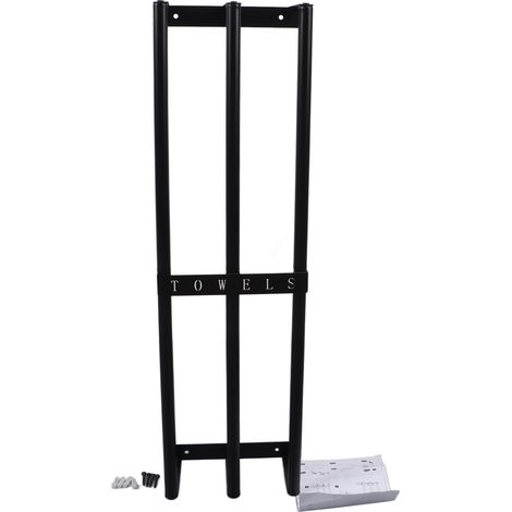Porte-serviettes mural 3 barres en alliage fer noir, rangement serviettes salle de bain (1/5)