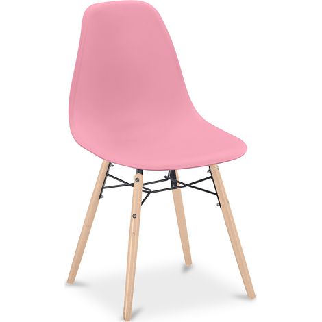 Sedia da Pranzo - Design Scandinavo - Gambe in Legno - Skögur Rosa