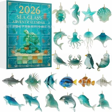 2026 SEA GLASS ADVENT CALENDAR Christmas Advent Calendar Acrylic Keychain - GJ853 -