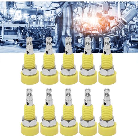 J.40002 Vergoldeter 2-mm-Bananenstecker aus reinem Kupfer, Pfeifklemmenblock, kleine Baugröße, 10er-Packung, gelb (1/5)