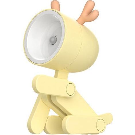 Veilleuse LED mini élan jaune, adorable lampe d'intérieur, cadeau pour étudiant, lampe de bureau pliable en forme d'animal de dessin animé, décoration pour chambre d'enfant, chevet, chambre à coucher (1/5)