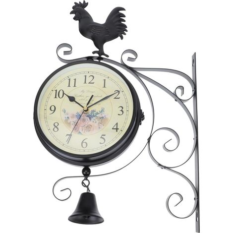 Horloge Murale Double Face Fer Suspension Élégante pour Maison et Bureau (1/5)