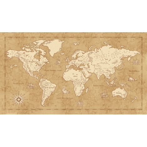 Papier peint panoramique vintage & retro Carte du Monde Vintage (1/5)