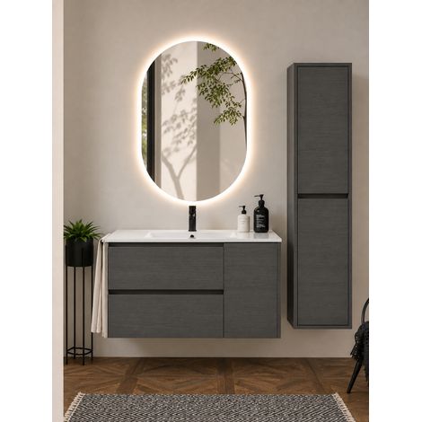 Bathroom cabinet with basin ORIGENBATH ITACA without mirror 80x40 cm graphite with column (1/5)