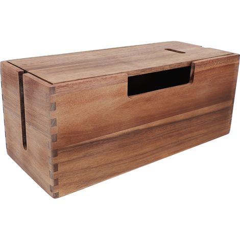Boîte de Rangement Câbles Bois Organisateur Cache-Câbles pour Multiprise Bureau Salon Design Élégant 32x14x13cm (1/5)