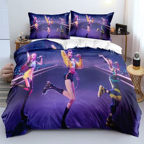 Parure de lit imprimée Huntrix  1 housse de couette + 2 taies d'oreiller (thème anime)]RH-21]245210cm Parure trois pièces RH-FM- RH (1/5)