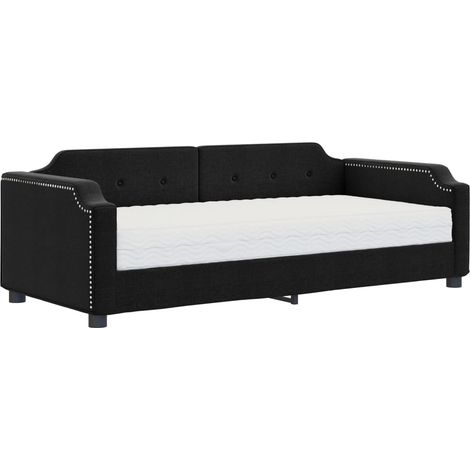 Lit adulte,Lit de jour avec matelas noir 100x200 cm tissu591670 (1/5)