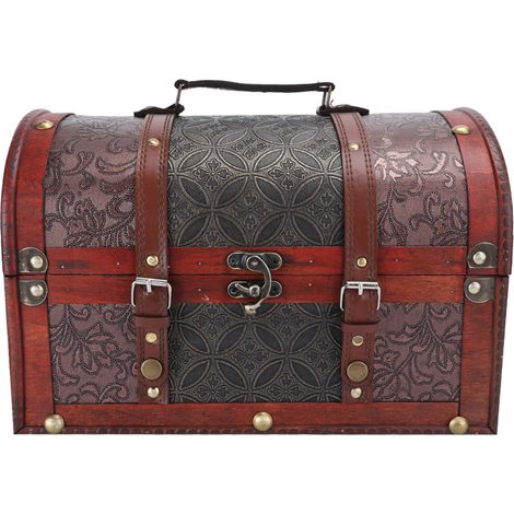 Coffre en Bois Vintage pour Rangement et Décoration, Coffret à Bijoux et Trésor, Accessoire Photographie, Cuivre, Taille Moyenne (1/5)