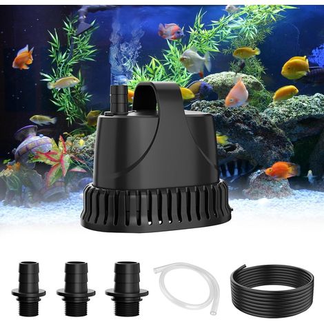 Pompe à eau submersible 3000L/H 40W à haut débit et ultra silencieuse pour aquarium, bassin, fontaine, réservoir à poissons avec câble 3m, 3 ventouses et 3 buses (19/22/25mm) (40, Watts) (1/5)