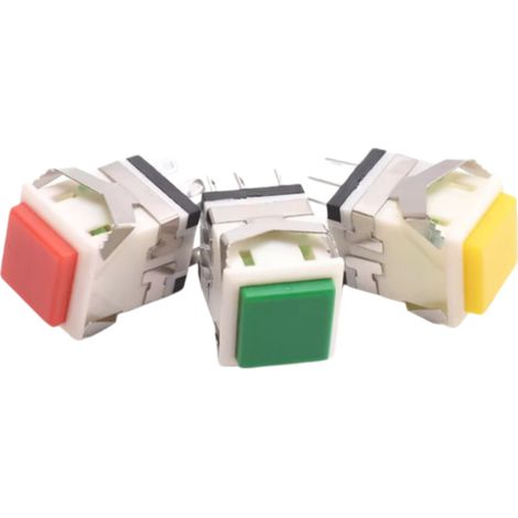 Interrupteur à bouton carré KD2 sans lampe, autobloquant, réinitialisable avec lampe, ouverture du voyant, 17 mm, KD2-22, déverrouillable, 8 broches, tricolore, kit de 3 pièces (1/3)