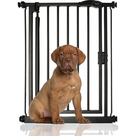 Bettacare Auto Close Pet Gate, 61cm - 66.5cm, Matt Black, Extra Narrow, Narrow Pressure Fit Stair Gate for Dog & Puppy