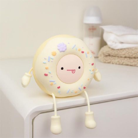 Adorable luz nocturna con forma de rosquilla para niños, luz recargable por USB sensible al tacto de silicona, con soporte para teléfono, adecuada para decorar guarderías y dormitorios universitarios, (1/3)