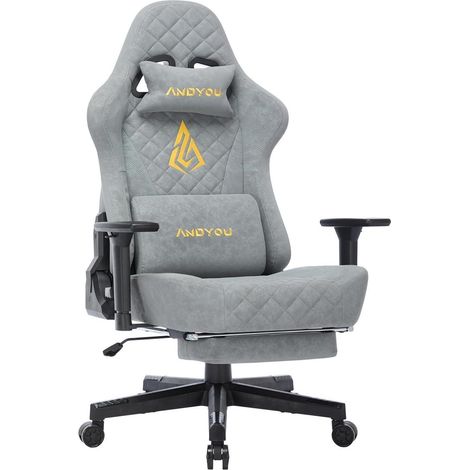 Andyou Gaming Stuhl Racing Gamer Sessel Grau Ergonomisch Bürostuhl (1/5)