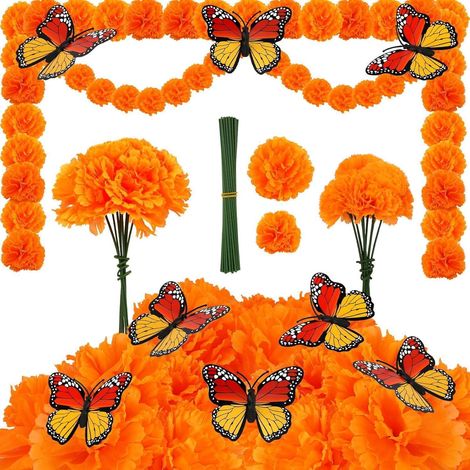 Künstliche Ringelblumen & Schmetterlinge für Dia de los Muertos Deko (1/5)