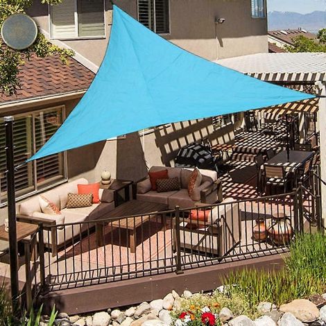 Voile d'ombrage 3x3x3m, bleue. Pare-soleil triangulaire imperméable anti-UV. (1/5)