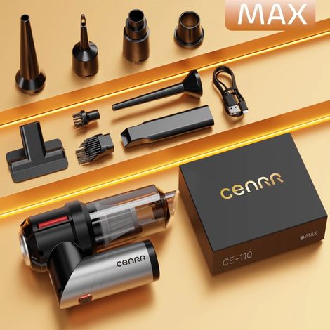 (MAX Noir) Mini aspirateur de voiture 998000PA, puissant aspirateur portable sans fil, idéal pour la maison et les appareils électroménagers. Souffleur portatif pour voiture. (1/4)