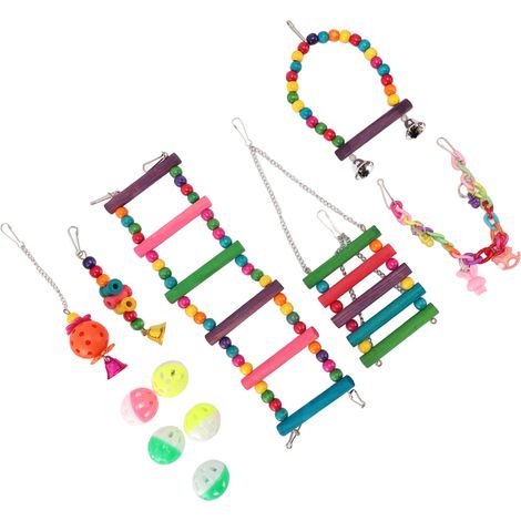 Jouets pour perruches, balançoire suspendue, jouet à mâcher, hamac, échelle d'escalade, cage à oiseaux, jouets colorés pour perruches ondulées et conures (1/5)