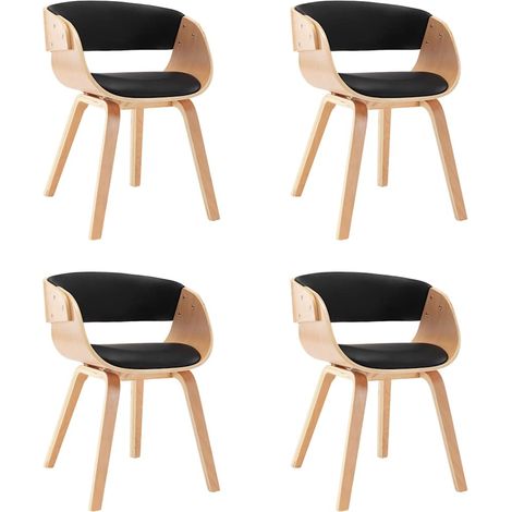 Maison Exclusive - Sedie da Pranzo 4 pz Nere in Legno Piegato e Similpelle (1/5)