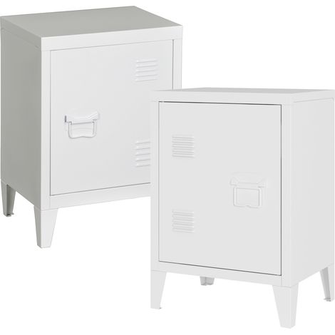 Nachtschrank Inari 2er Set Türgriff rechts und links Weiß [en.casa]