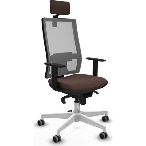 Horna sincro malla gris similpiel marrón oscuro brazos 1D base blanca cabecero 2D ruedas 65mm engomadas (1/5)