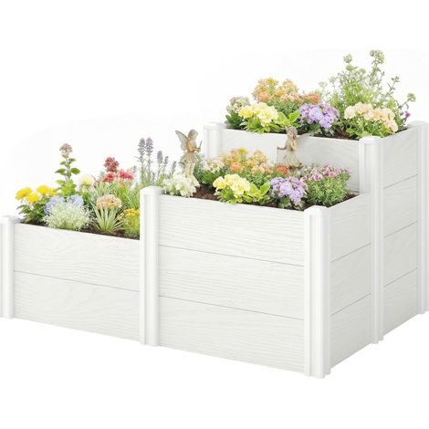 Potager surélevé empilable 3 niveaux fond ouvert modulaire auto-montage plastique (1/5)