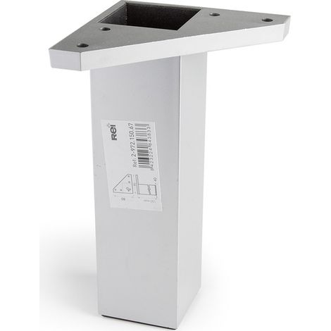 Pied carré en plastique d'une hauteur de 150 mm et finition aluminium. Dimensions: 42x42x150 mm - talla