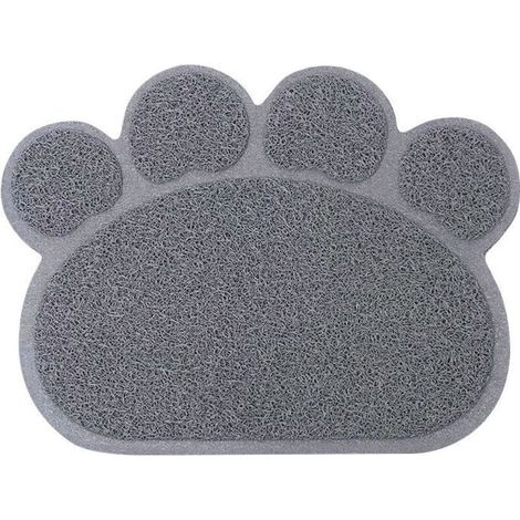 Tapis Litière Pour Chats, Haute Qualité Bac À Litière Pour Chats Grande, Matériel de Pvc, Forme de Patte de Chat Mignon, Imperméable et Durable, Facile À Nettoyer, Antidérapant, Gris, 40 cm × 30 (1/4)