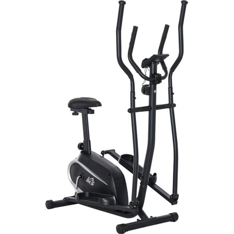 Vélo elliptique magnétique pour la maison avec écran LCD, 8 niveaux de résistance et siège réglable, 103 x 62 x 151 cm, noir (1/5)
