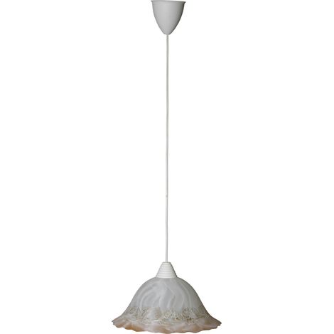 Sospensione D30 1xE27 Montatura Oro Vetro Screpolato Bianco Sfumato Ambra-Oro E-Energy Berta (1/2)